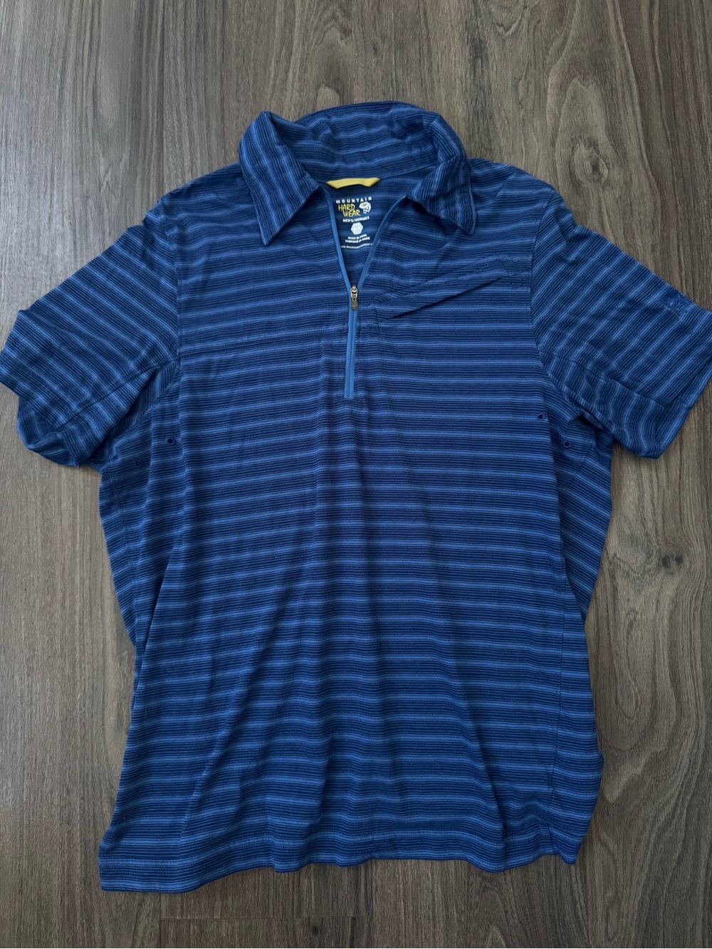 Mountain Hardwear Navy Blue Striped Quarter-Zip Polo